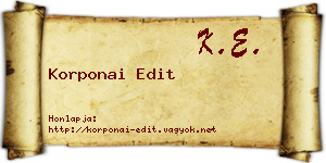 Korponai Edit névjegykártya